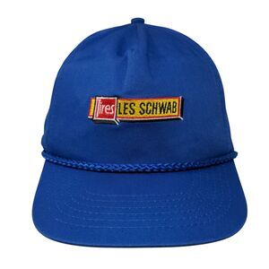 Tires Les Schwab Snapback Hat Blue OSFA Adjustable Embroidered Rope GO USA